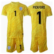 England Jordan Pickford #1 Keeper Bortedraktsett Barn EM 2024 Kortermet (+ korte bukser)